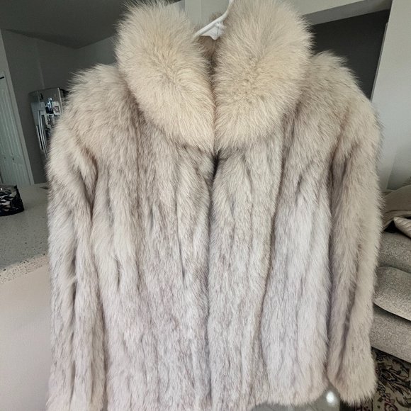Saga Fox Genuine Fur Coat- Blue Fox